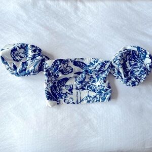 Abercrombie & Fitch Blue Floral Off Shoulder Top, XS